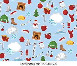 Vector flat seamless texture pattern happy winter