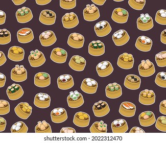 Vector flat seamless texture pattern Dim sum