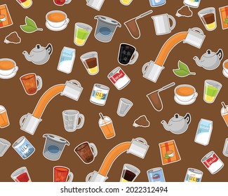 Vector Flat Seamless Texture Pattern Milk Tea Teh Tarik