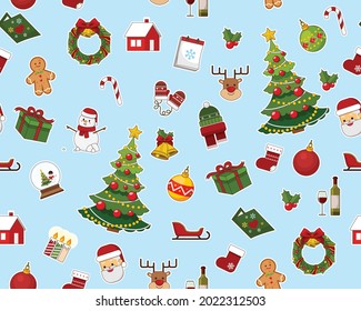 Vector flat seamless texture pattern Merry christmas