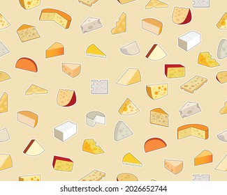 Vector flat seamless texture pattern Cheese