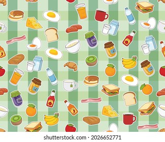 Vector flat seamless texture pattern Breakfast.