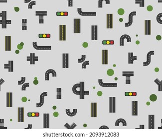 Vector flat seamless texture pattern Road.