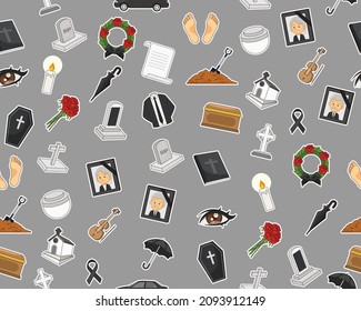 Vector flat seamless texture pattern Funeral.