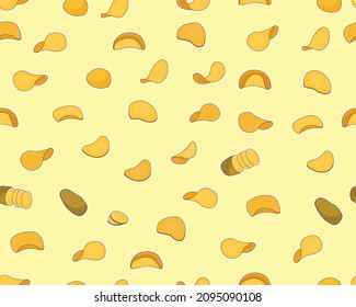 Vector flat seamless texture pattern  Potato chips.