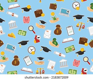Vector flat seamless texture pattern Student Loan