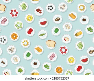 Vector flat seamless texture pattern Healthy food and Vegan