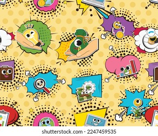 Patrón de textura sin costura vectorial de moda plana de mano Colección de elementos de dibujos animados de moda plana Inversión