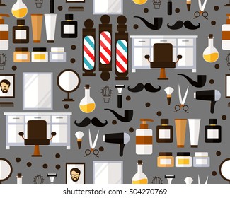 Vector flat seamless texture pattern barber shop .