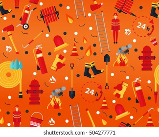 Vector flat seamless texture pattern fire emergency .