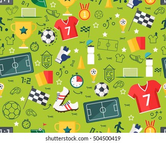 Vector flat seamless texture pattern sport soccer .