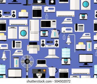 Vector flat seamless texture pattern home appliance .