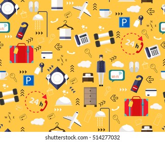 Vector flat seamless texture pattern hotel services .