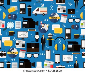 Vector flat seamless texture pattern news .