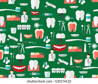 Vector flat seamless texture pattern Dental care .