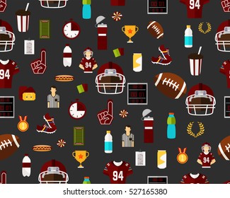 Vector flat seamless texture pattern American football.