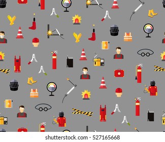 Vector flat seamless texture pattern Welder worker .