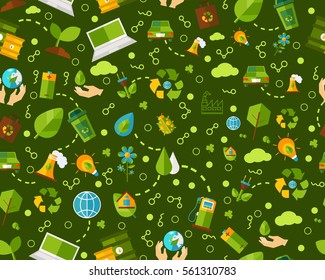 Vector flat seamless texture pattern Ecology concept.