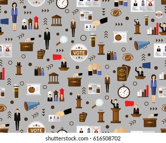 Vector flat seamless texture pattern Democracy and Political.
