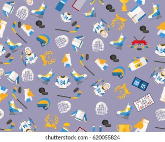 Vector flat seamless texture pattern Hockey jersey.