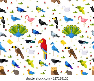 Vector flat seamless texture pattern colorful birds.NaughtyNut