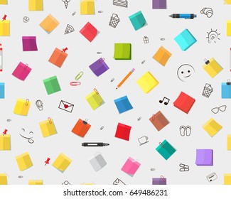 Vector flat seamless texture pattern Post It Note. 