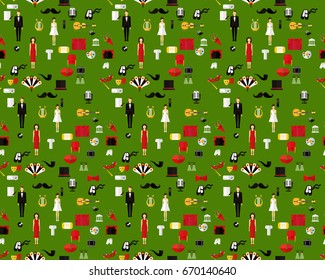 Vector flat seamless texture pattern theatrical stage.
