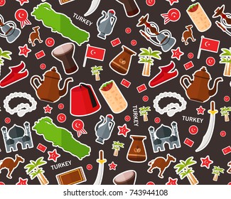 Vector flat seamless texture pattern turkey 