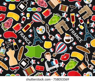 Vector flat seamless texture pattern france