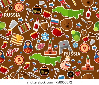 Vector flat seamless texture pattern russia
