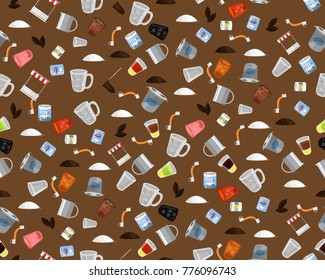 Vector Flat Seamless Texture Pattern Milk Tea Teh Tarik