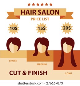 Vector flat Set Hair Salon Labels and Icons for price. 