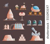 Vector flat set on the theme of mars in cartoon style.