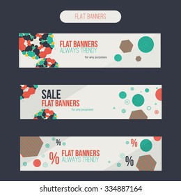 Vector flat set of sale banners with abstract shapes. EPS10