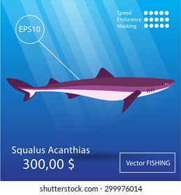 Vector flat shark icon. Tropical fish. Eps10