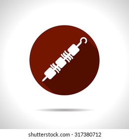 Vector flat shashlik icon on color circle 