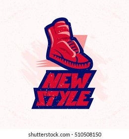 Vector flat shoe icon design isolated. Sport shoe logo brand mark design. Footwear symbol. Boot sneaker sign. 