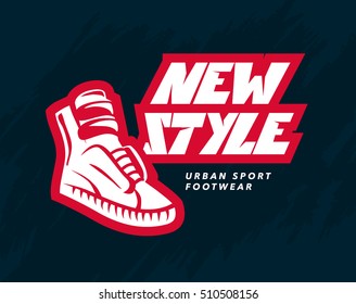 Vector flat shoe icon design isolated. Sport shoe logo brand mark design. Footwear symbol. Boot sneaker sign. 