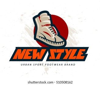 Vector flat shoe icon design isolated. Sport shoe logo brand mark design. Footwear symbol. Boot sneaker sign. 