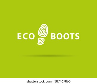 Vector Flat Shoe Store Logo Design Isolated On Green Background. Boots Shop Insignia Template. Lady And Gentleman Style. Fashion And Beauty Industry. Woman Clothing Business. Stamp Shoe Sign.