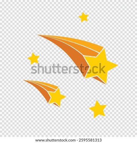 Vector flat shooting stars icon with stroke. Flying comet simple symbol isolated on transparent background. Planetary object. Astronomy, space theme pictogram. Vector falling stars.