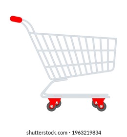 Vector flat shopping cart icon. Put it in the basket. Buy. Buy. Electronic commerce. Shopping. Empty shopping cart icon add, buy button vector design, clipart illustration.