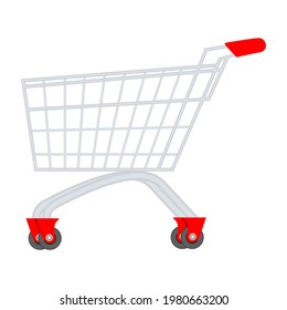 Vector flat shopping cart icon. Put it in the basket. Buy. Buy. Electronic commerce. Shopping. Empty shopping cart icon add, buy button vector design, clipart illustration.