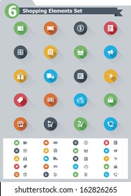 Vector flat shopping icon set