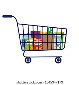 Vector flat shopping trolley