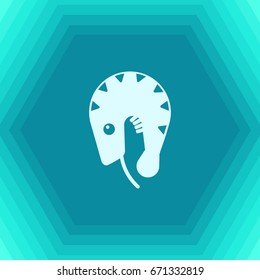 Vector flat shrimp icon on hexagonal background 