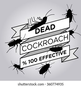vector flat silhouette cockroach ribbon badge