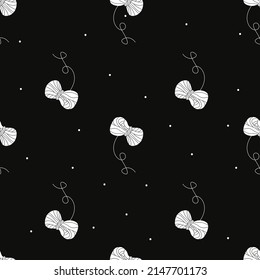 Vector flat silhouette hand drawn seamless pattern with yarn