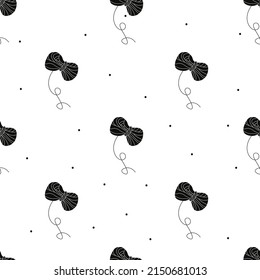 Vector flat silhouette hand drawn seamless pattern with yarn