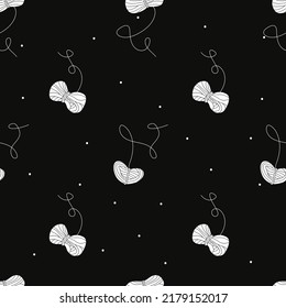 Vector flat silhouette hand drawn seamless pattern with yarn